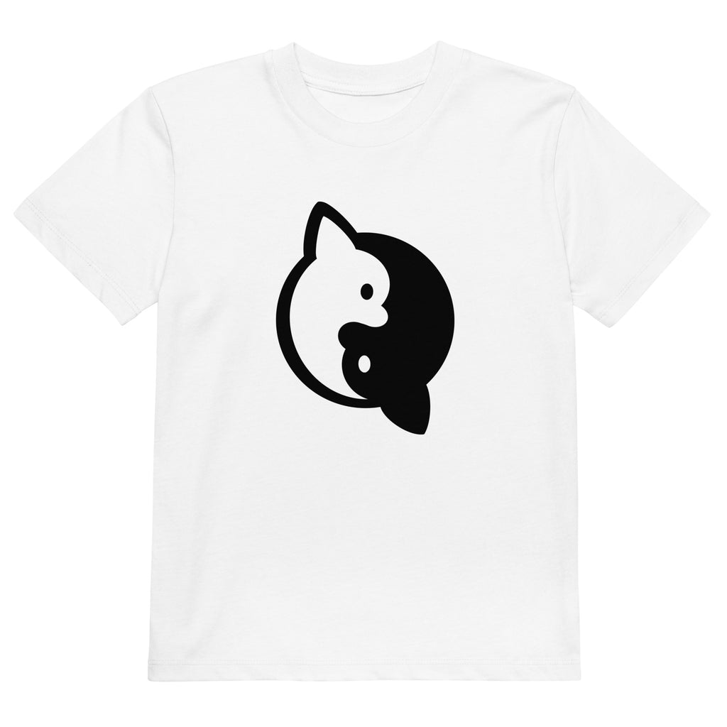 White Chi Club kids’ organic cotton tee with yin-yang Chihuahua design, front view